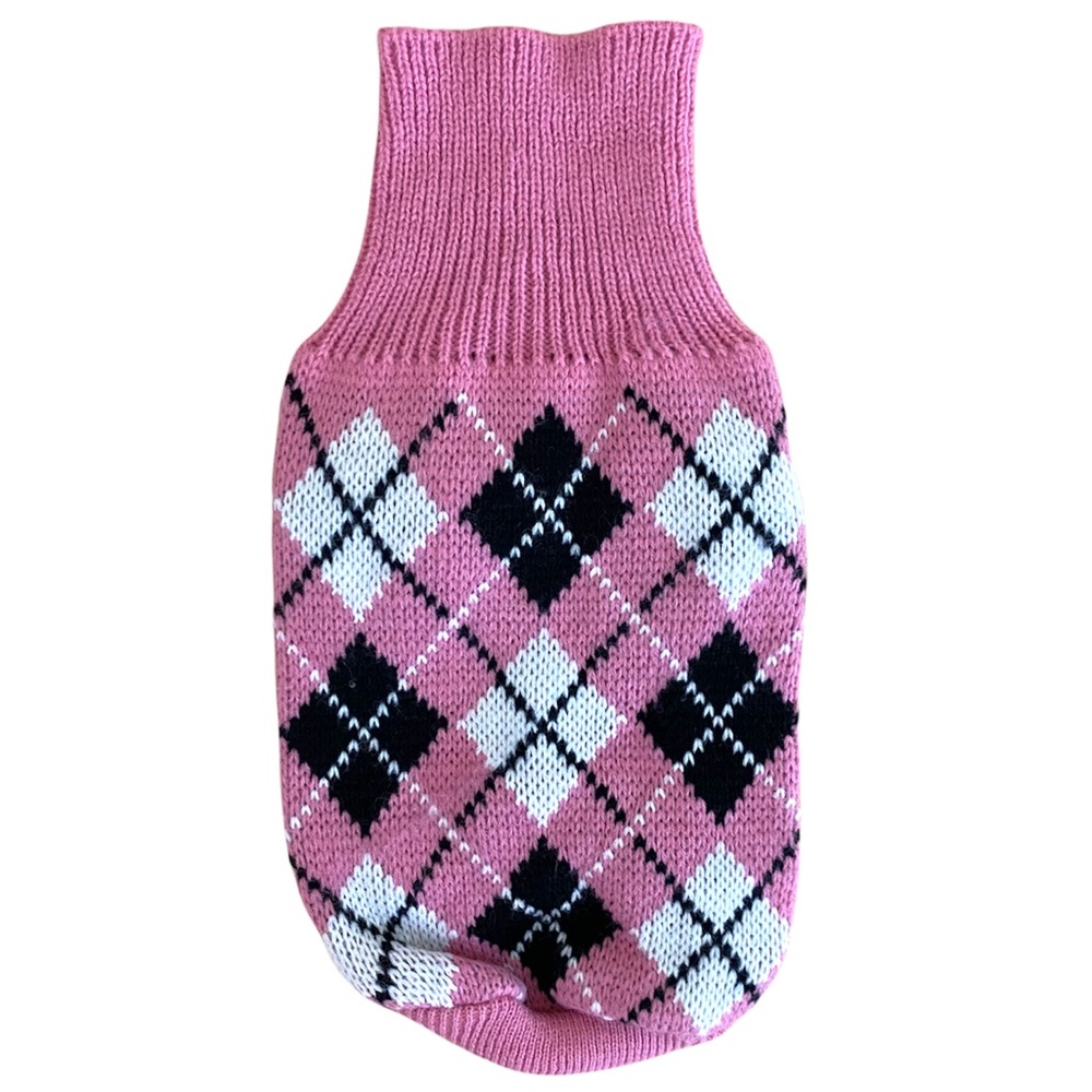 Pet Argyle Pattern Turtle Neck